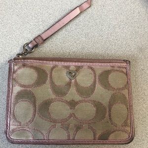 Coach pink and beige key wallet!